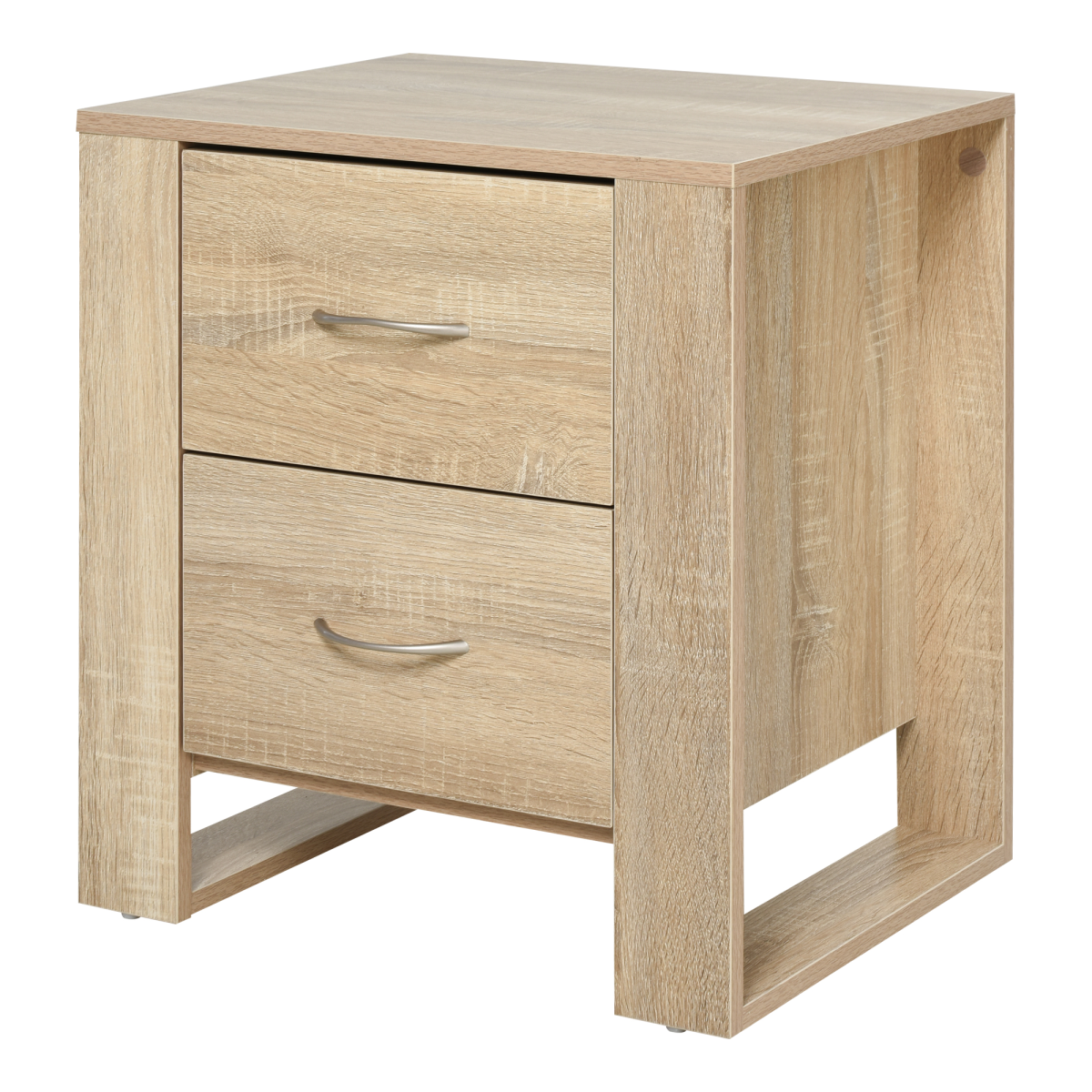Natural Particle Board 2-Drawer Bedside Table