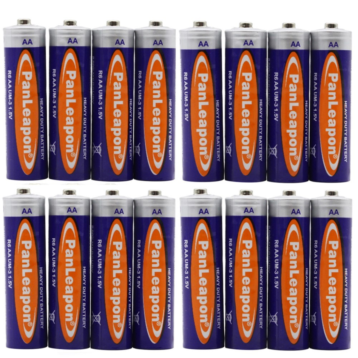 16 Pack AA 1.5V Carbon-Zinc Batteries for Household Small Devices