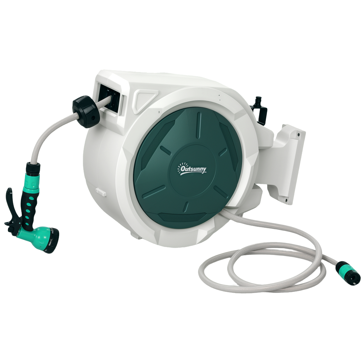 Outsunny Wall Mounted Retractable Hose Reel with Lock, Grey