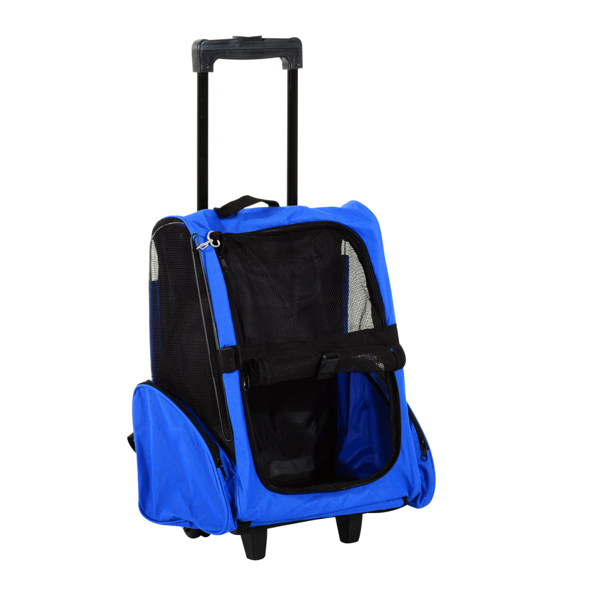 PawHut 2-in-1 Pet Travel Backpack Trolley Carrier with Detachable Wheels and Adjustable Pull Rod
