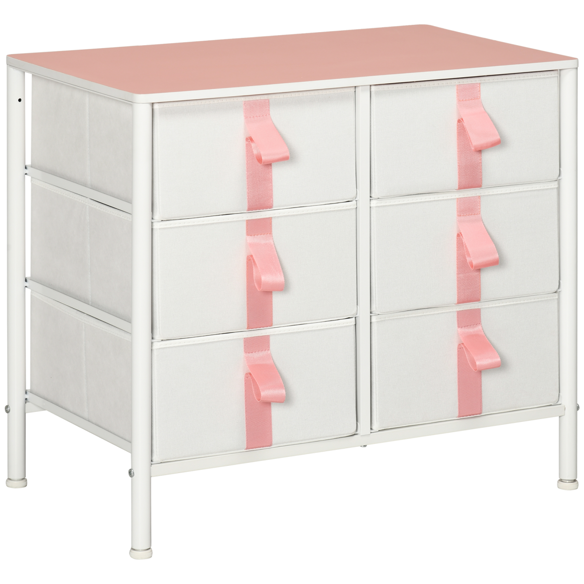 6-Drawer Fabric Chest Organizer with Metal Frame and Wood Top for Nursery Room