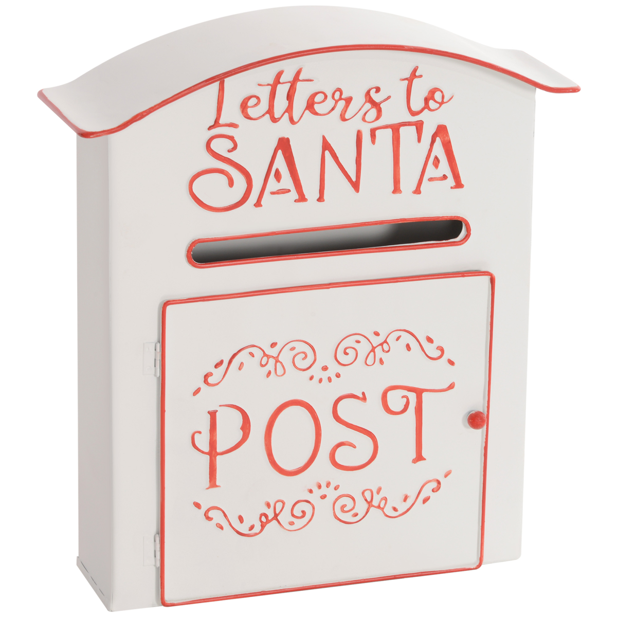 HOMCOM Wall Mounted Christmas Post Box, White Steel Santa Mailbox