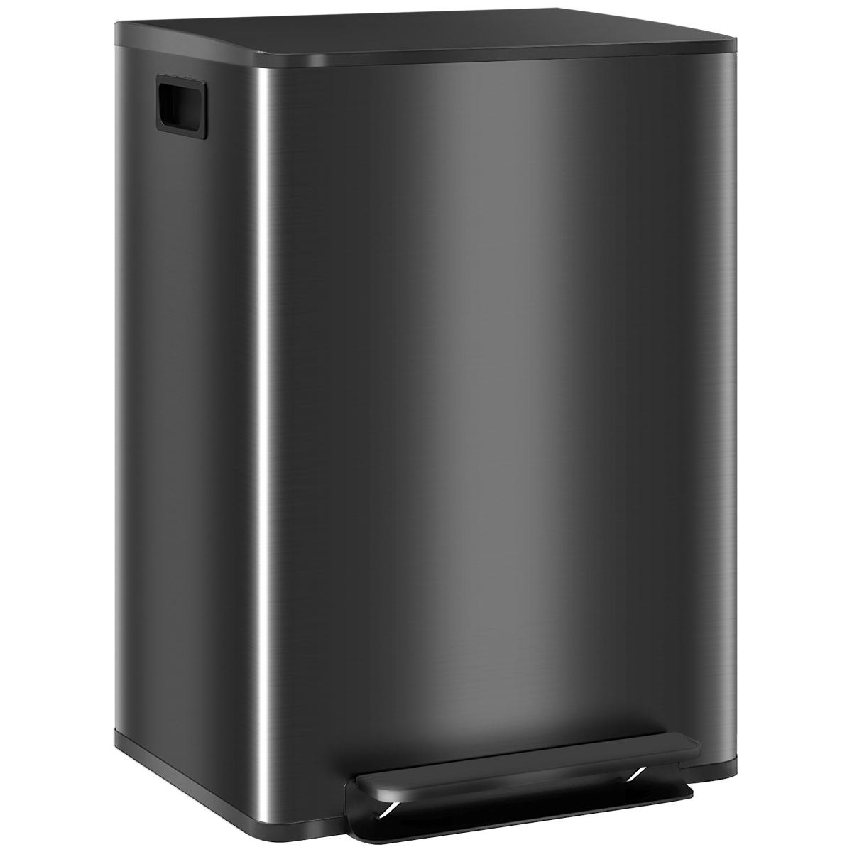HOMCOM Dual Bin Pedal Bin, 2 x 30L Stainless Steel, Black