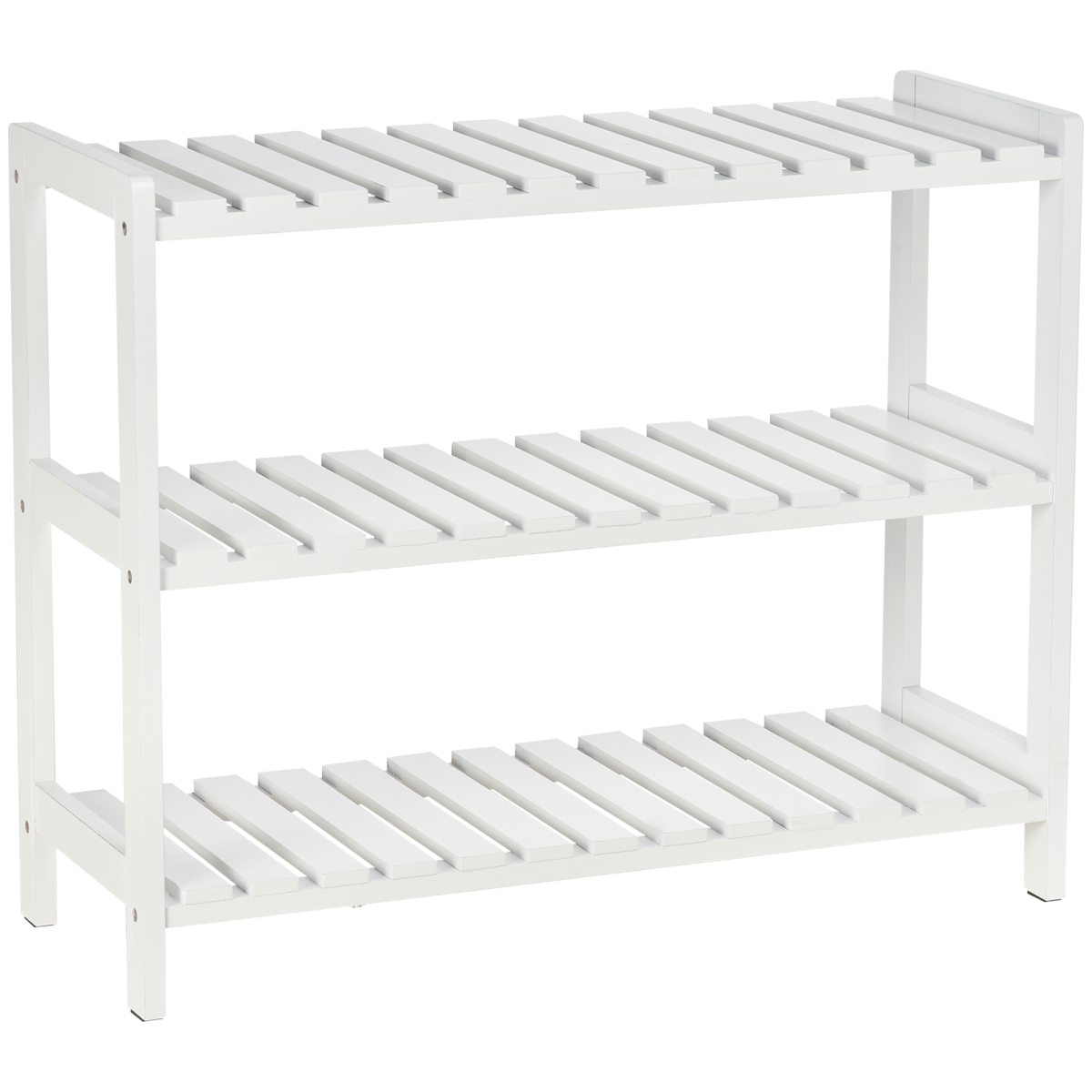 HOMCOM 3-Tier Wooden Shoe Rack, Open Slatted Shelves, 70cm Wide