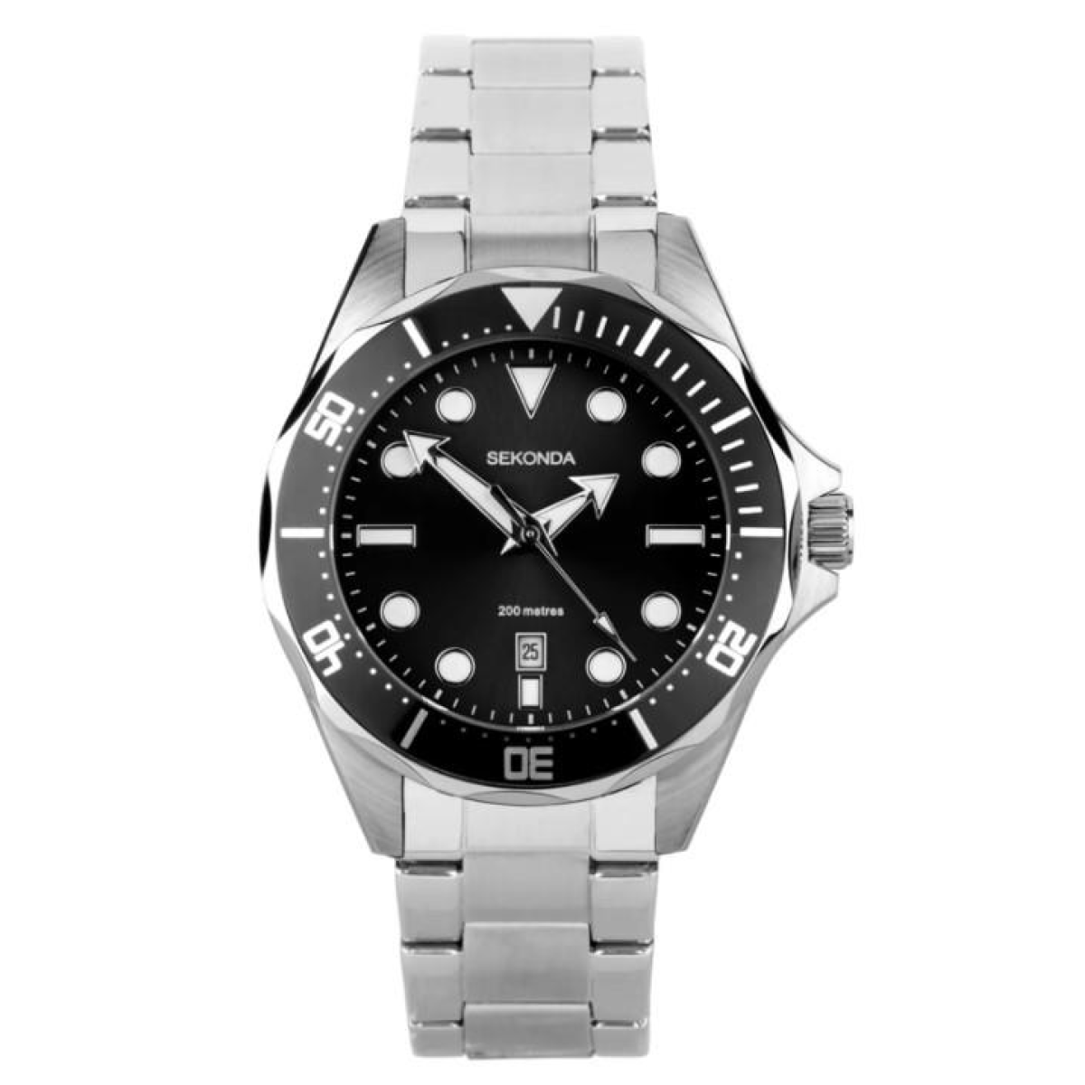 Sekonda Mens Stainless Steel Bracelet Watch White Dial Date Quartz 3729