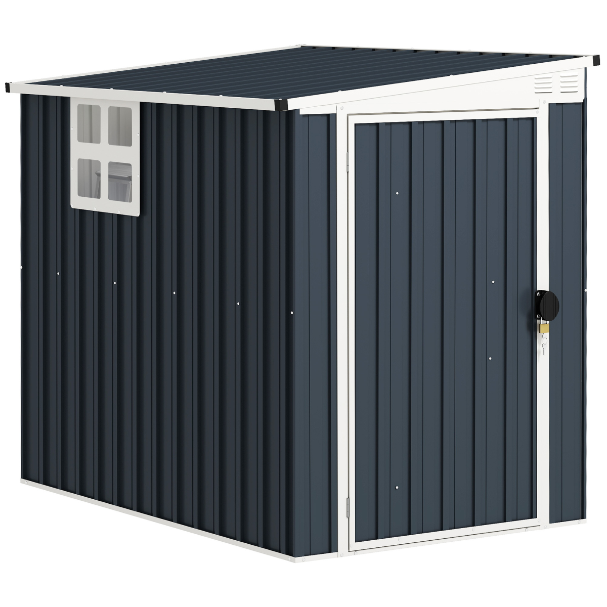 Outsunny 4 x 6ft Dark Grey Outdoor Garden Storage Shed with Window