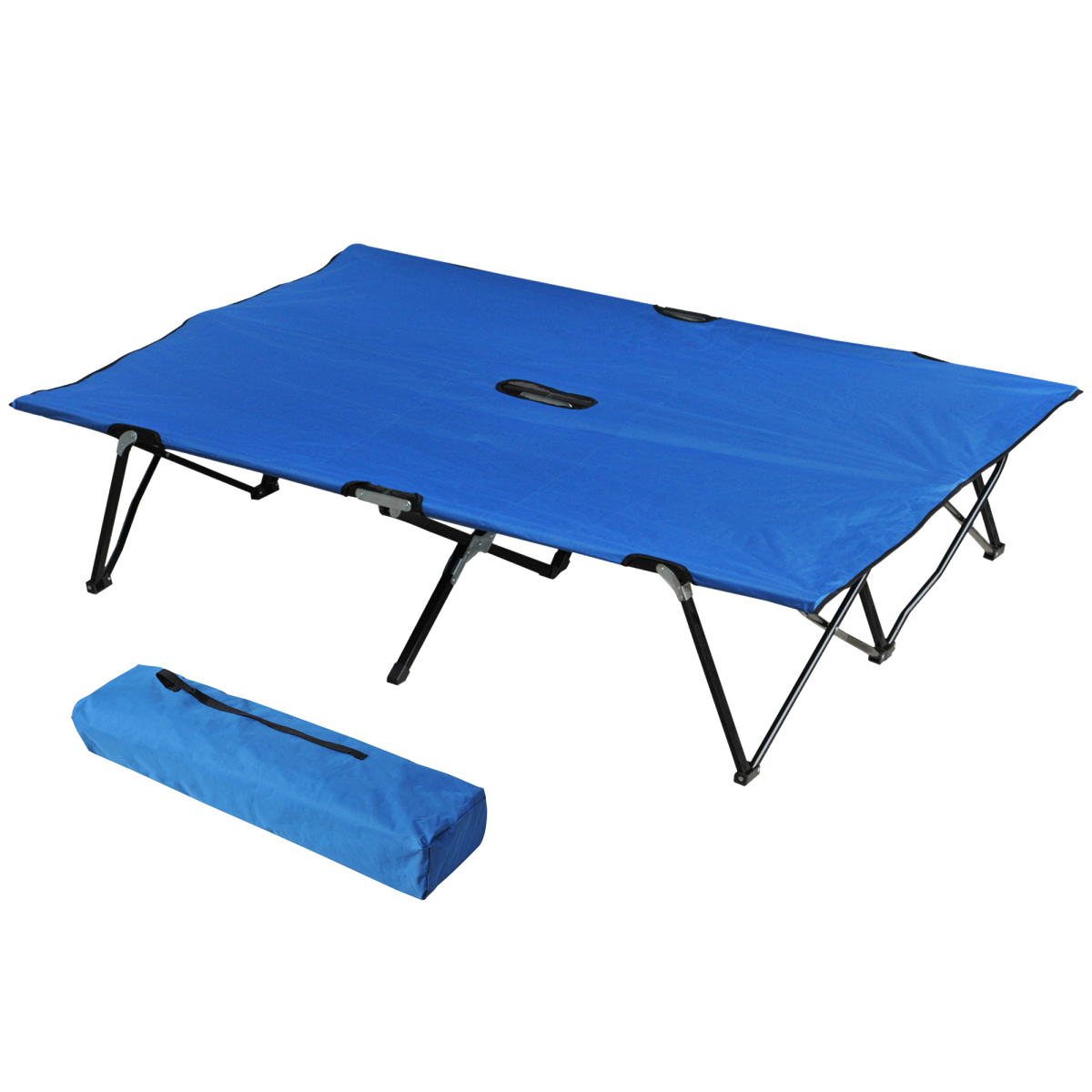 Double Portable Folding Camping Cot with Carry Bag, Blue