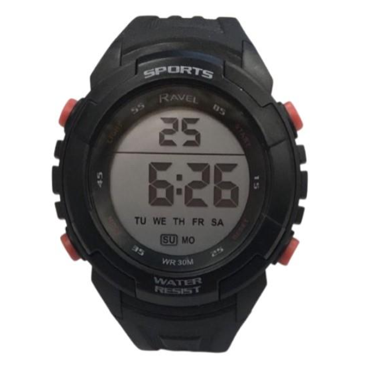 Ravel Mens Digital Sports Watch 3ATM LED Black/Orange