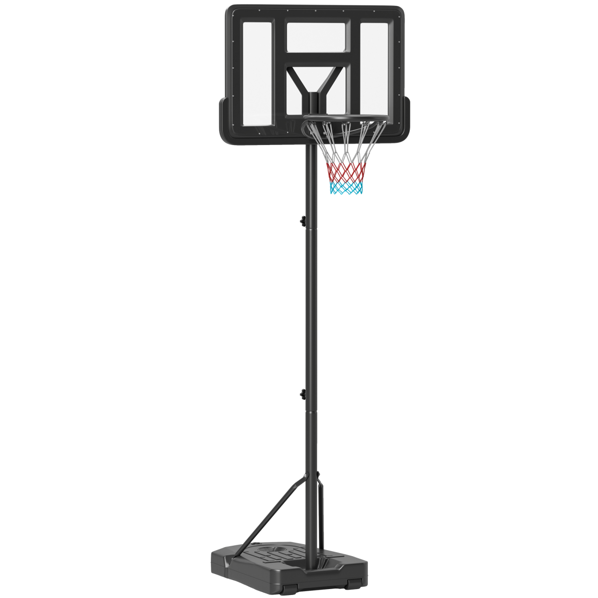 SPORTNOW Basketball Backboard Hoop Net Set with Wheels, 200-305cm, Black