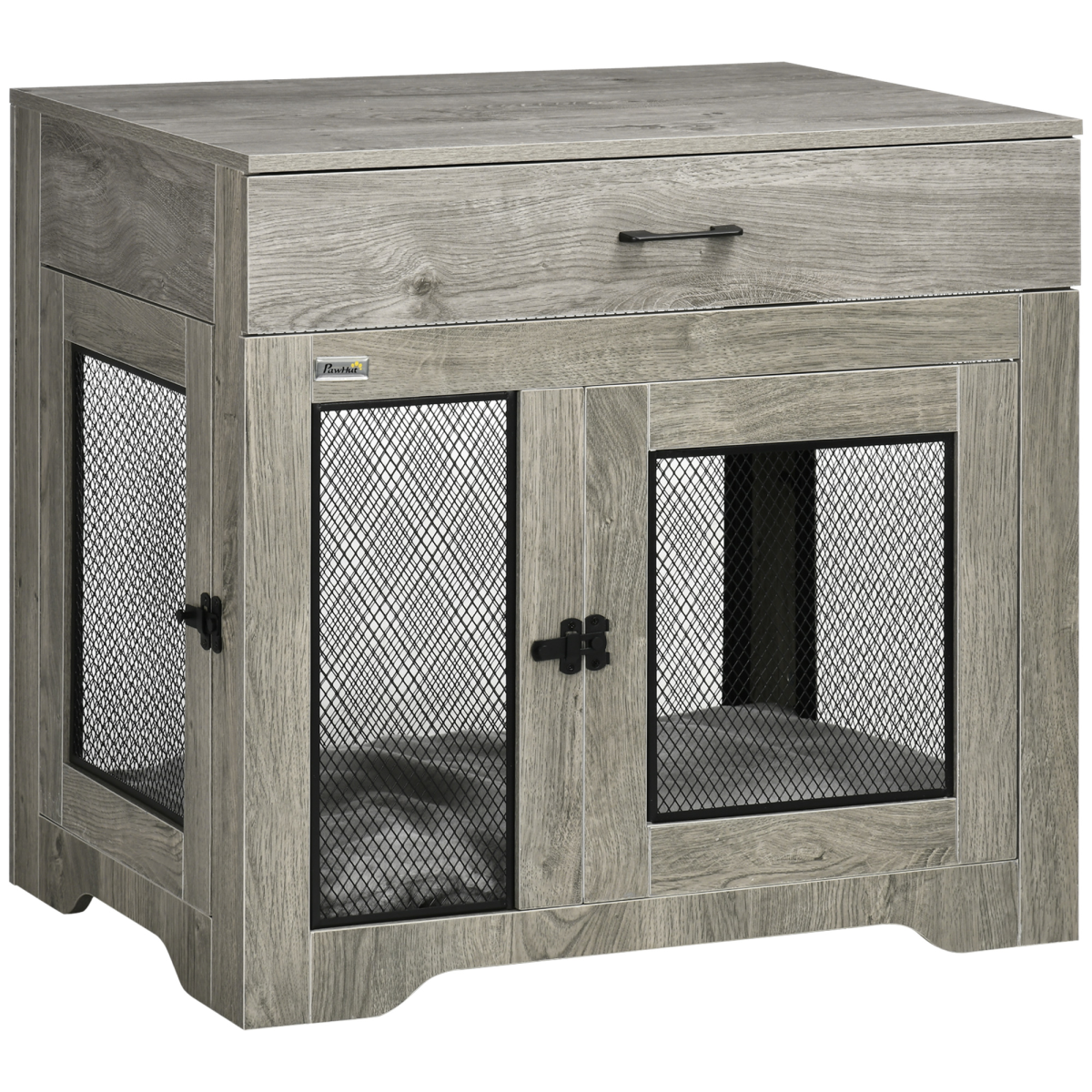 Double Door Dog Crate Furniture Side Table for Medium Dogs, Grey