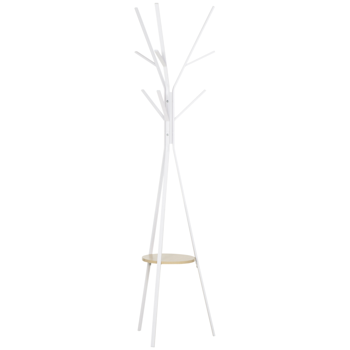 HOMCOM 180cm Metal Coat Rack Hall Tree with 9 Hooks and Bottom Shelf