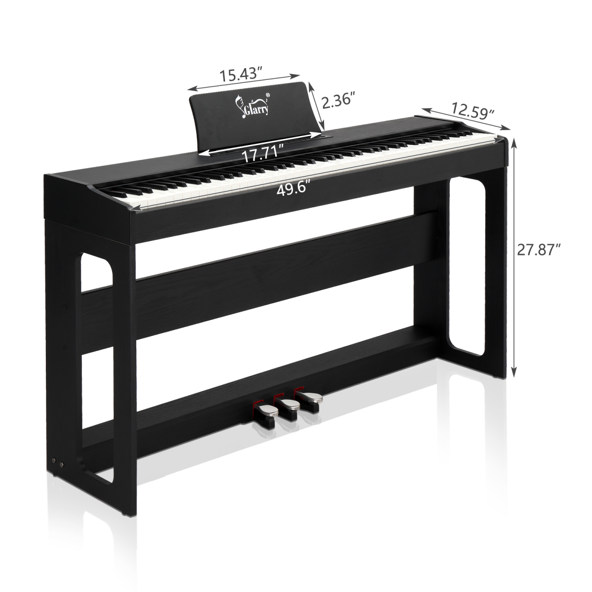 GDP-104 88-Key Full-Weighted Digital Piano with Furniture Stand, Triple Pedals, Power Adapter and Headphone