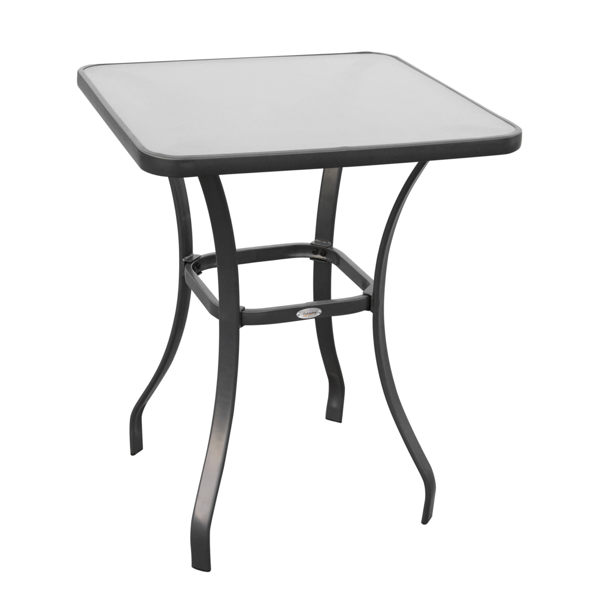 Outsunny Square Frosted Glass Bistro Table, Metal Tube Frame, 5mm Toughened Glass, Indoor/Outdoor Use, 68.5 x 84 cm