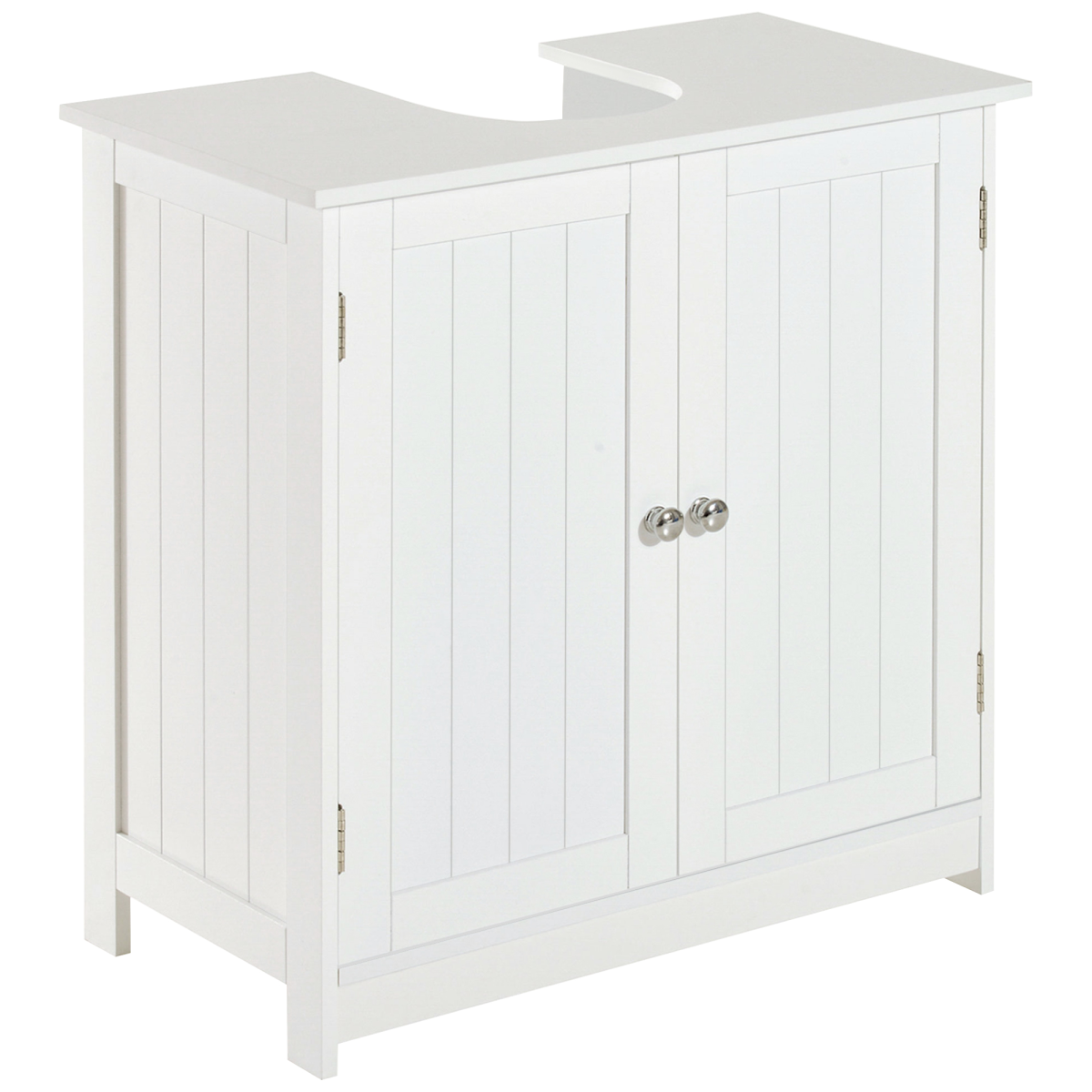 HOMCOM Bathroom Sink Vanity Cabinet with 2 Shelves, Space-Saving Pedestal Cutout, Wooden Storage Cabinet, 60 x 30 x 60 cm