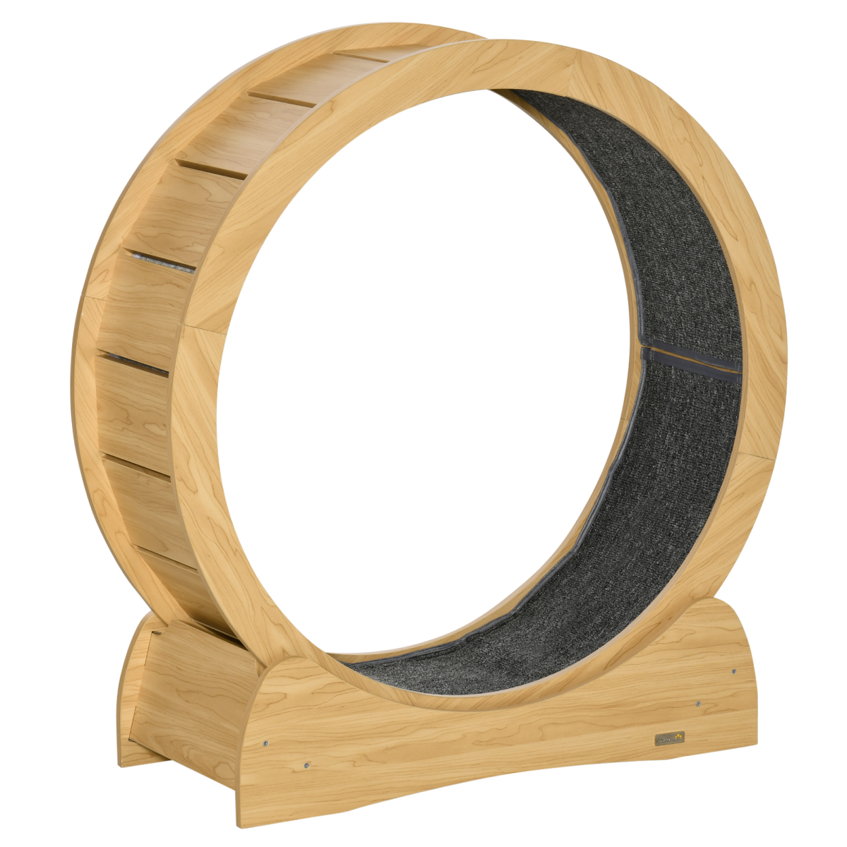 PawHut Wooden Cat Running Wheel with Brake, Cat Exercise Wheel