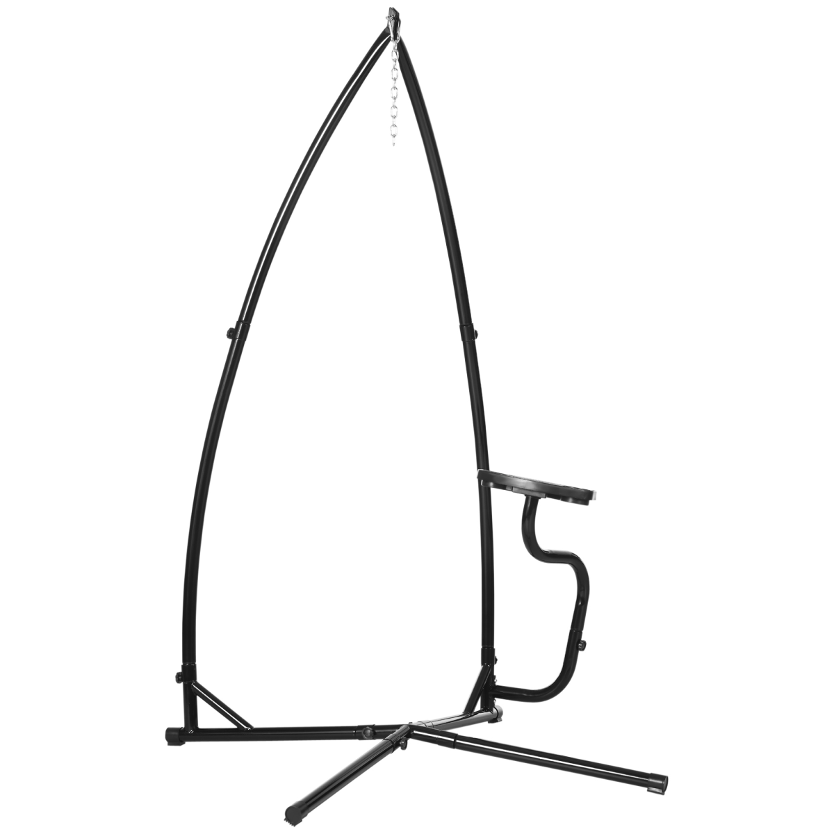 Outsunny Hammock Chair Stand with Side Table, Heavy Duty Metal C-Stand for Indoor or Outdoor Use