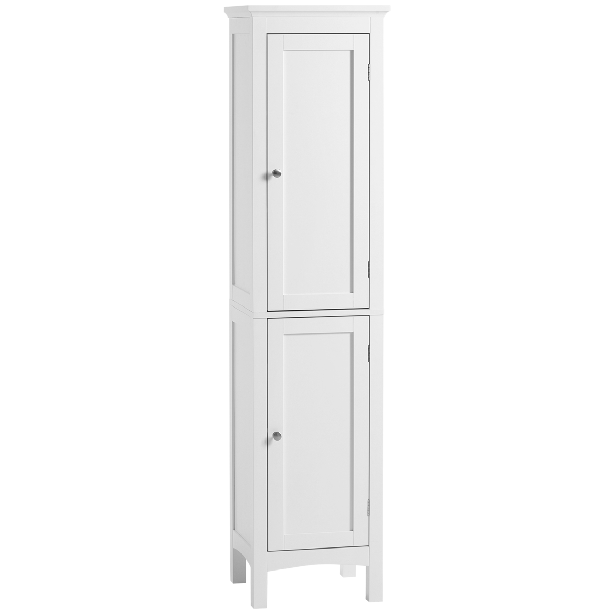 kleankin Tall Bathroom Cabinet, Double Door, Adjustable Shelves, White