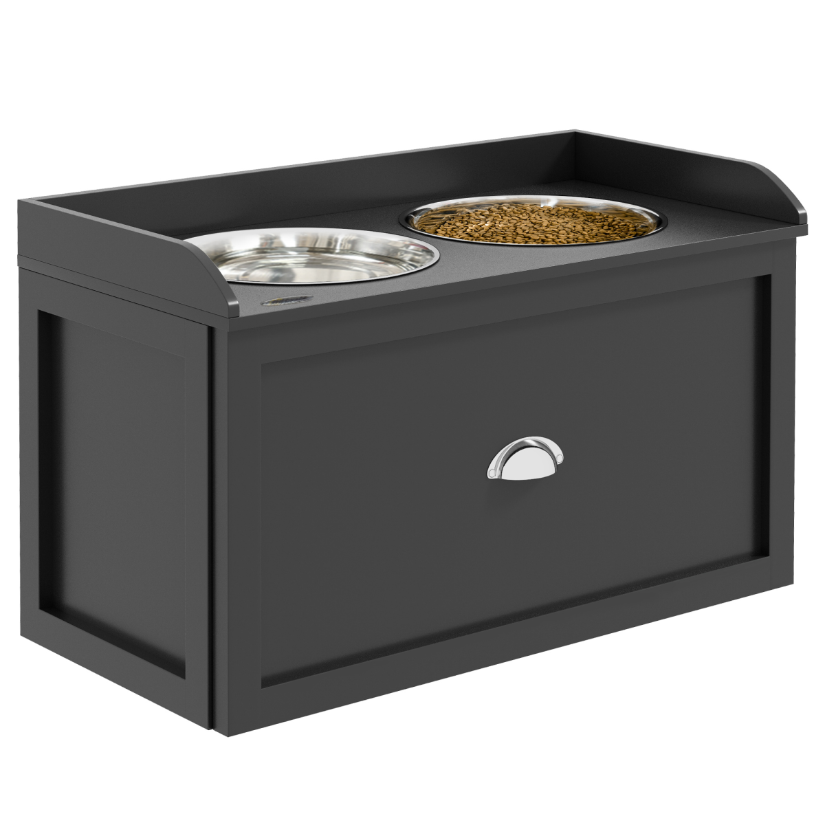 PawHut Raised Stainless Steel Dog Bowls with 21L Drawer