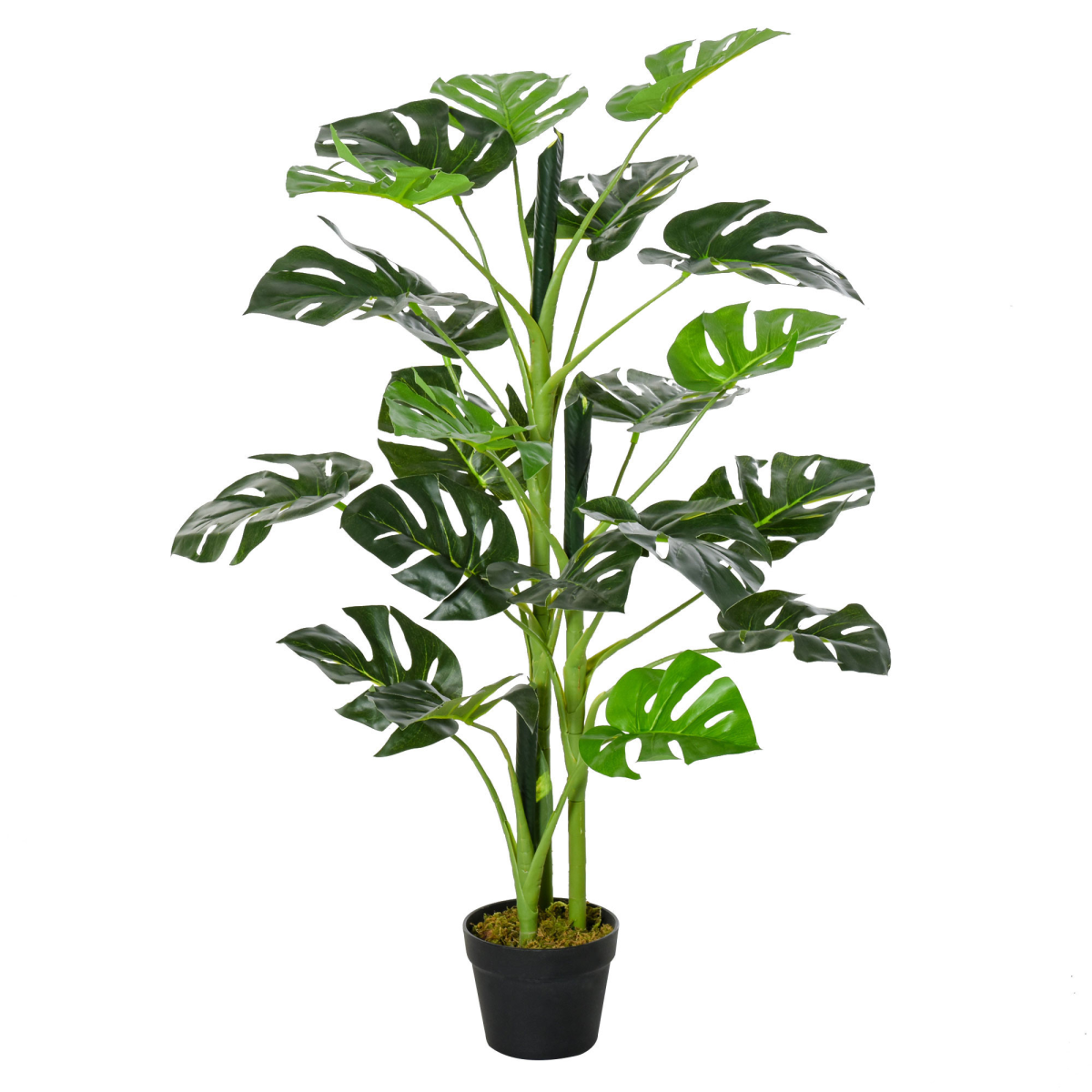 Outsunny Artificial Monstera Tree, 21 Bendable Leaves, Indoor Outdoor 1m