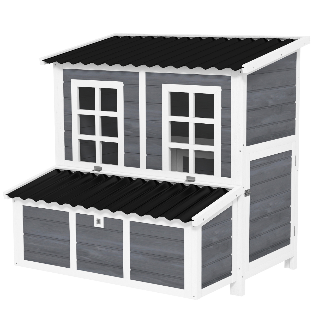 PawHut Wooden Chicken Coop with Nesting Box for 4-6 Chickens