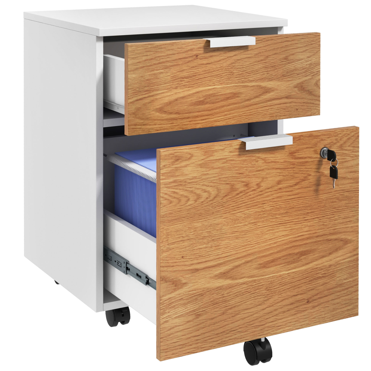 HOMCOM Lockable 2-Drawer Filing Cabinet with Hanging Bars for A4/Letter
