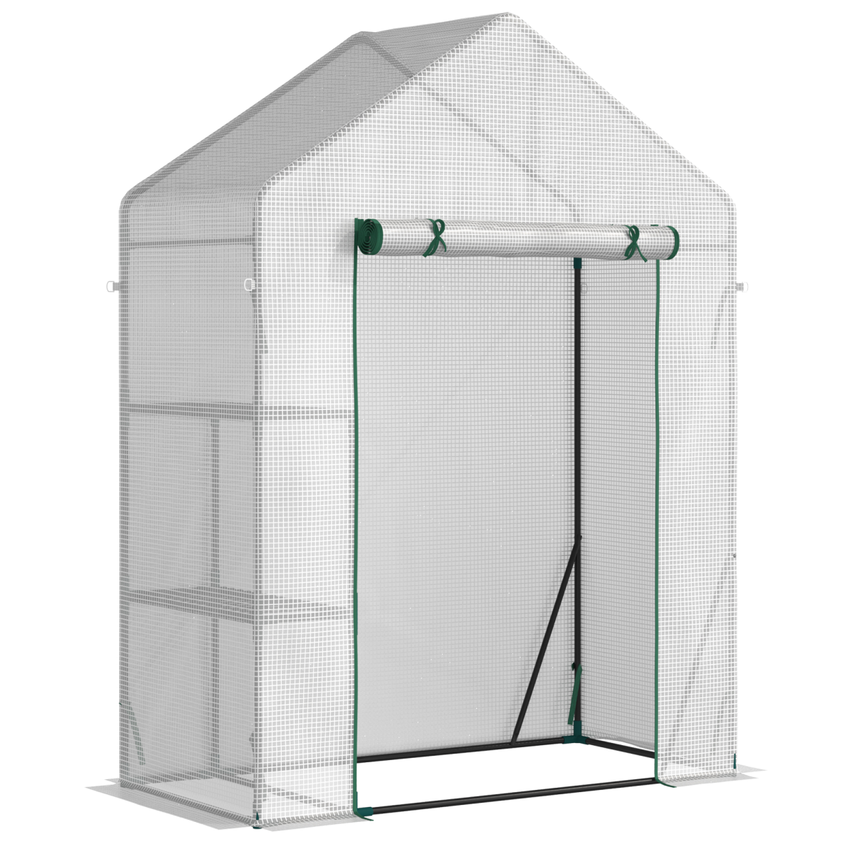 Outsunny Portable Outdoor Greenhouse with Roll-Up Door and 2 Wire Shelves