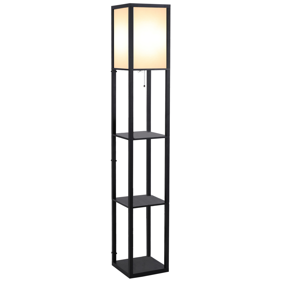 HOMCOM Shelf Floor Lamp, 4-Tier Open Shelves, 26L x 26W x 160Hcm