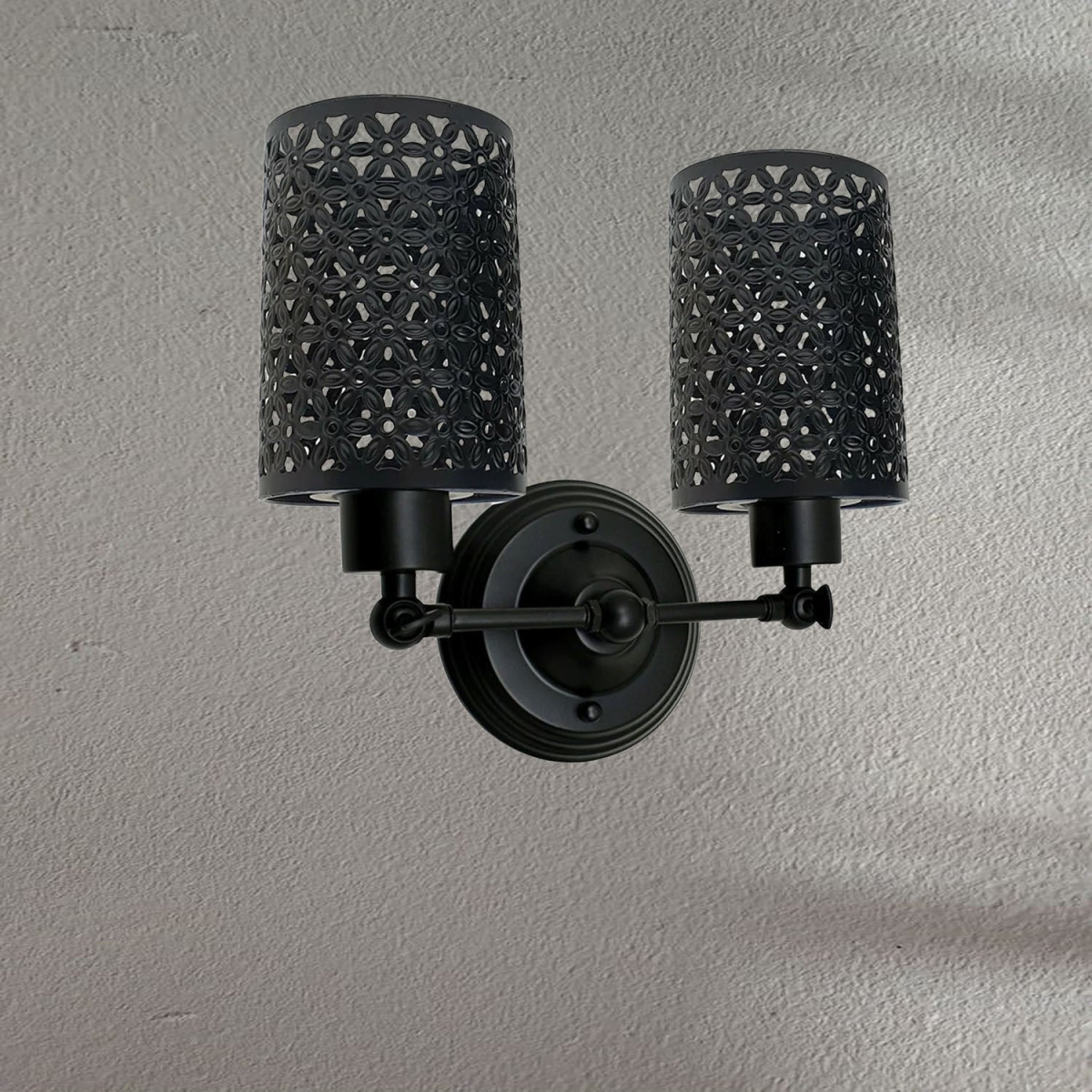 Black Wall Mounted Iron Wall Light with Cage, E27 Base, No Bulb Included