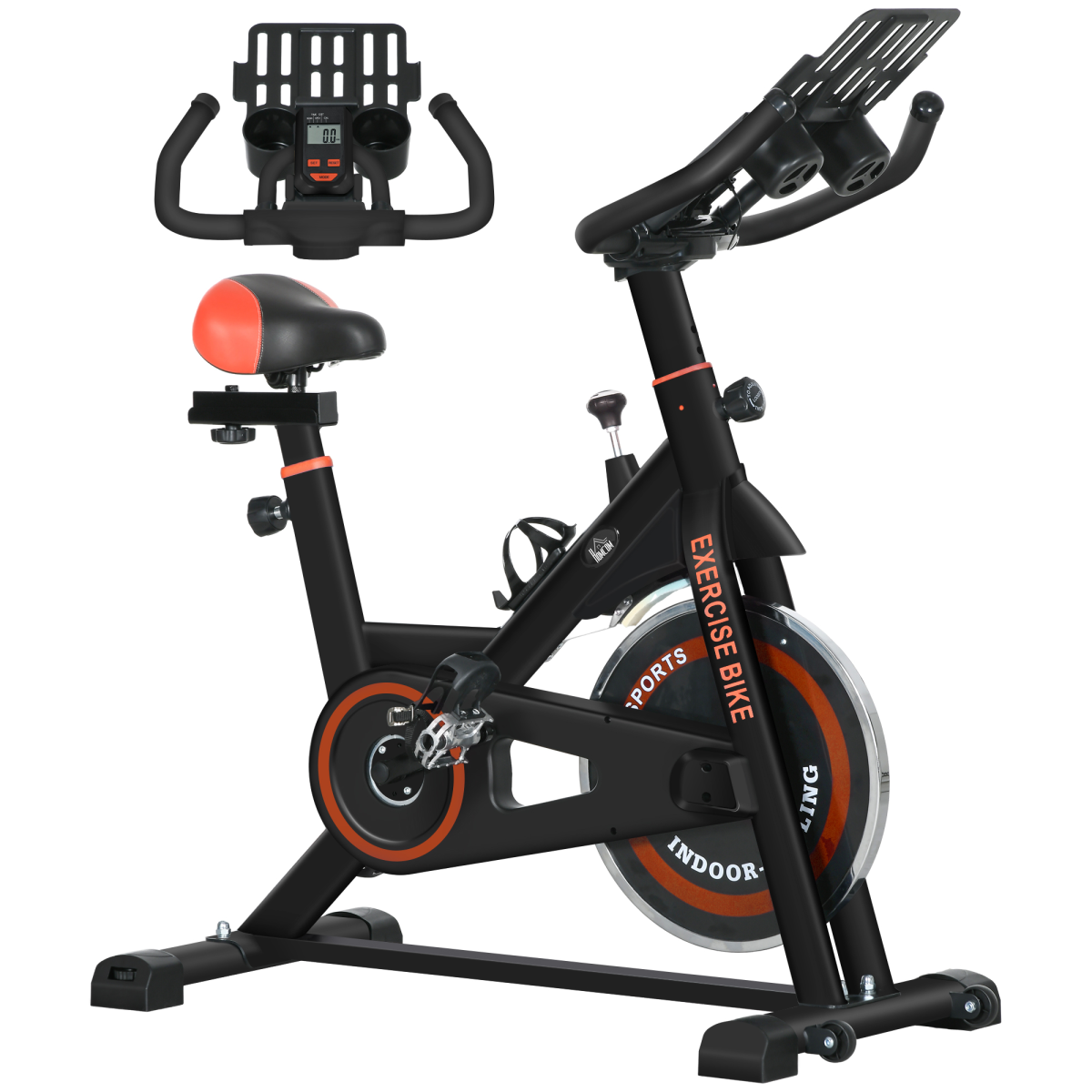 HOMCOM 8kg Flywheel Exercise Bike, Adjustable Height & Resistance, Black