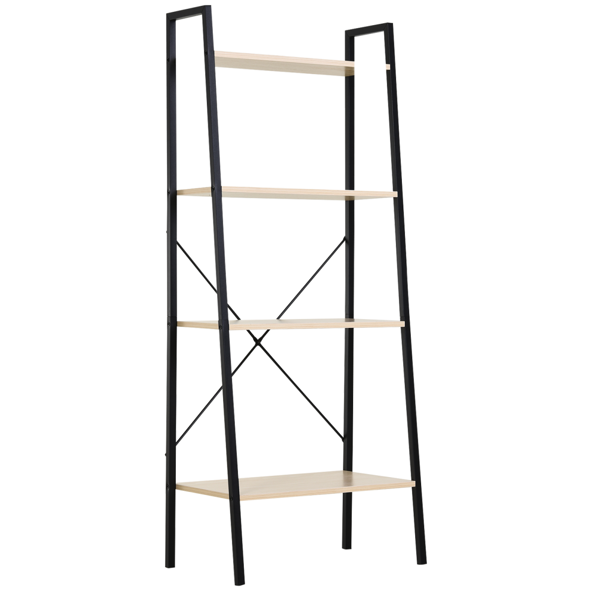 4-Tier Minimalistic Ladder Shelf Unit with Steel Frame and MDF Shelves for Display Storage