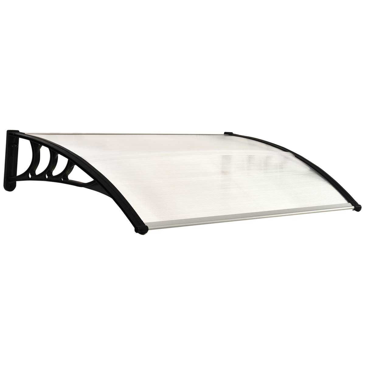 Outsunny Clear Polycarbonate Curved Awning with Black Bracket 75 x 120 x 23 cm