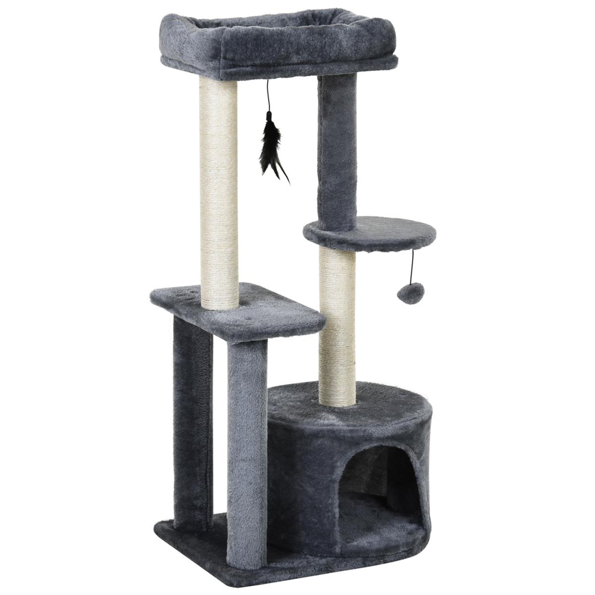 Cat Multi-Activity Tree Tower with House, Perch, Scratching Posts and Play Ball