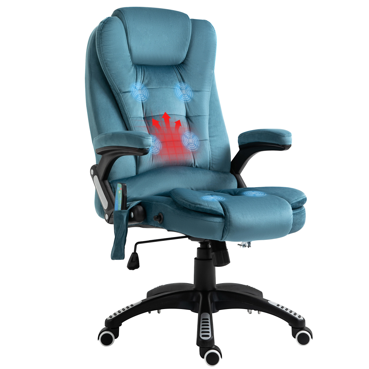 Blue Executive Reclining Office Chair with Heat Massage Headrest
