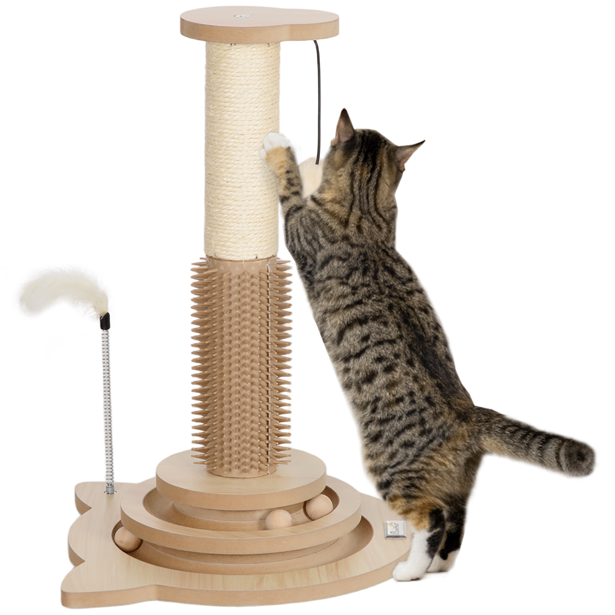 PawHut 49cm Cat Scratching Post with 4 Track Balls, Indoor
