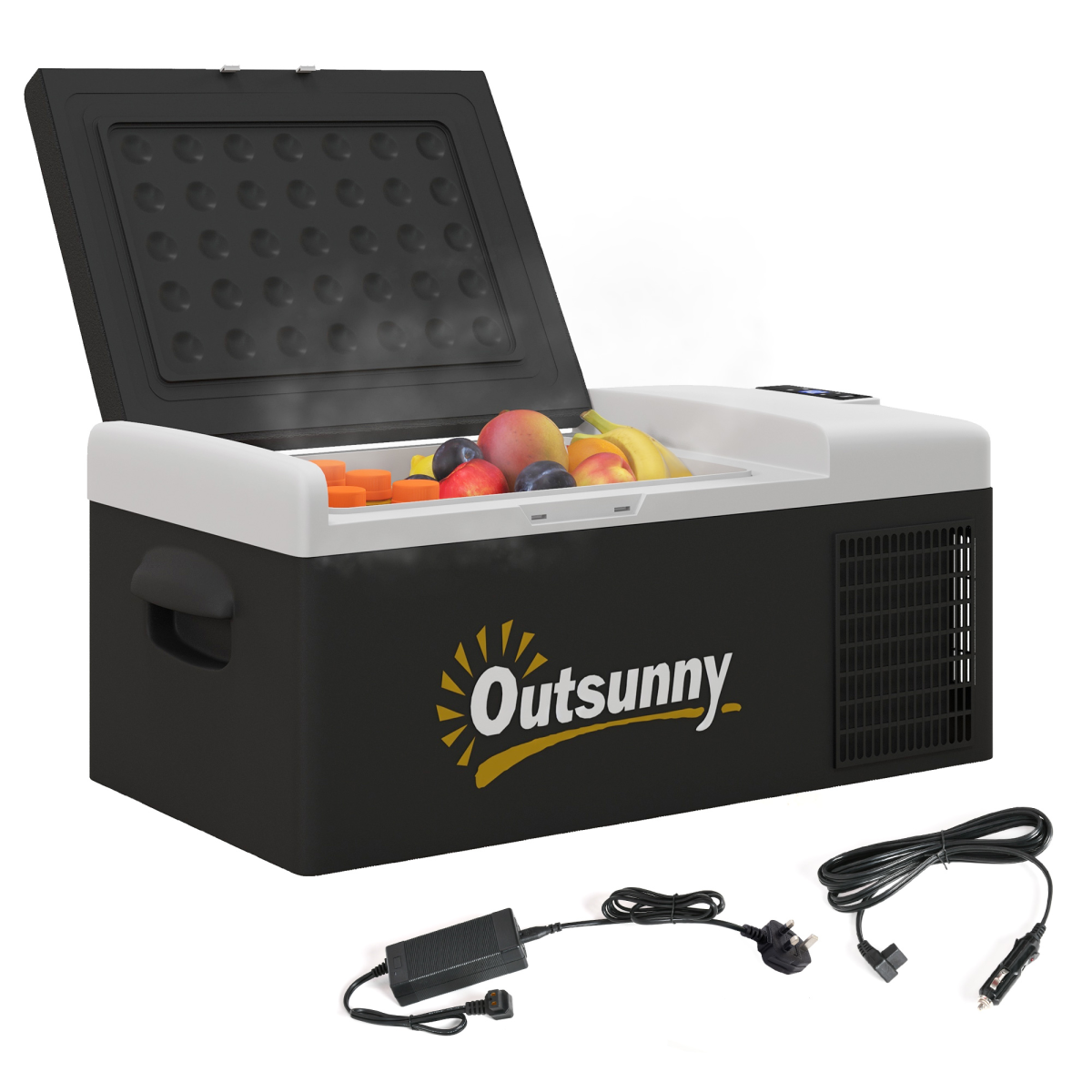Outsunny 16L Portable Car Fridge Freezer, 12/24V DC & 100-240V AC