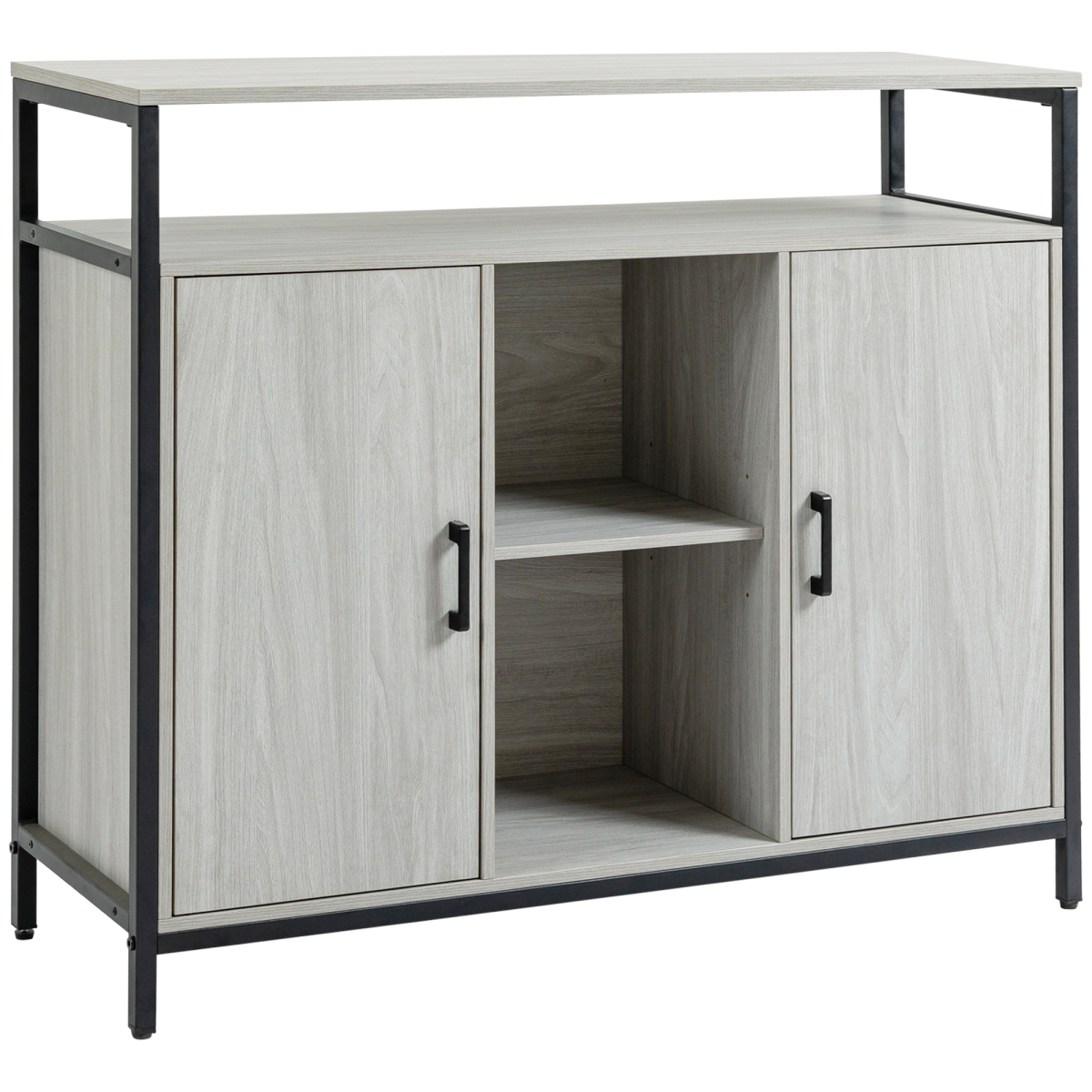 HOMCOM Steel Frame Sideboard with 2 Doors and Adjustable Shelves