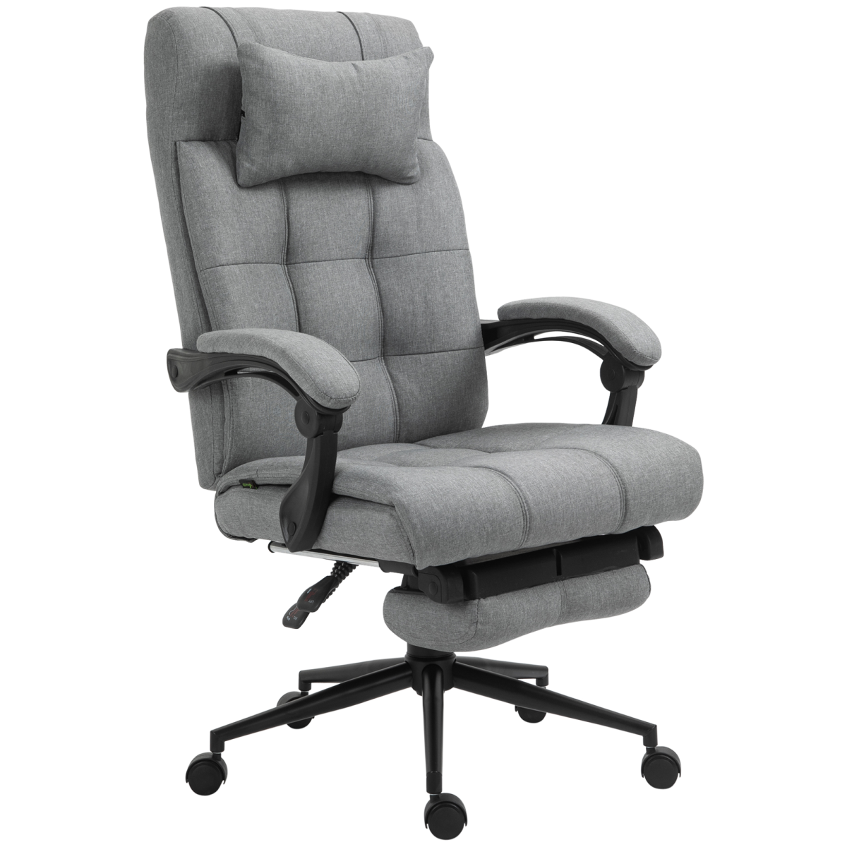 Office Chair with Footrest, Adjustable Height, 155° Recline, Swivel, Armrests, Rolling, Light Grey