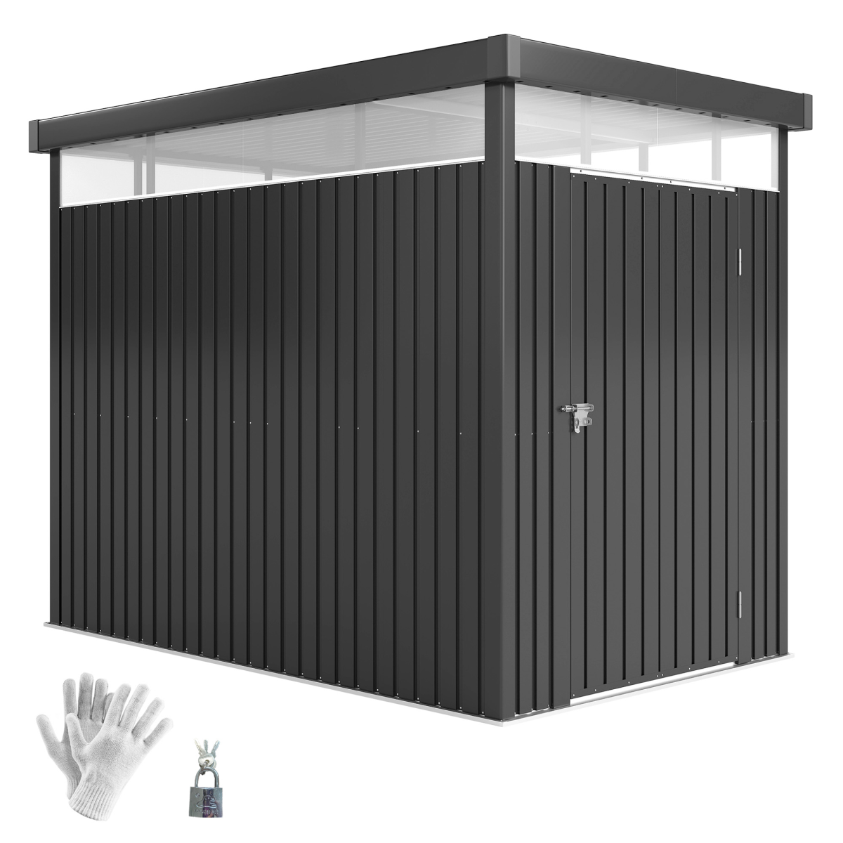 Outsunny 5.3 x 8.5ft Galvanised Steel Garden Shed with Windows