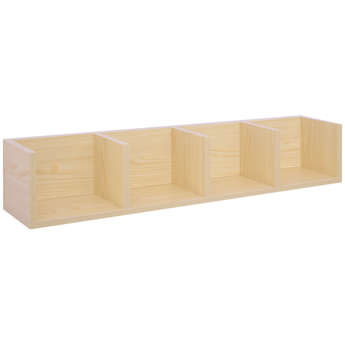 HOMCOM Wall Mounted CD Shelf, 4-Grid Multimedia Storage Organizer, Holds up to 60 CDs, Particle Board, Assembly Required