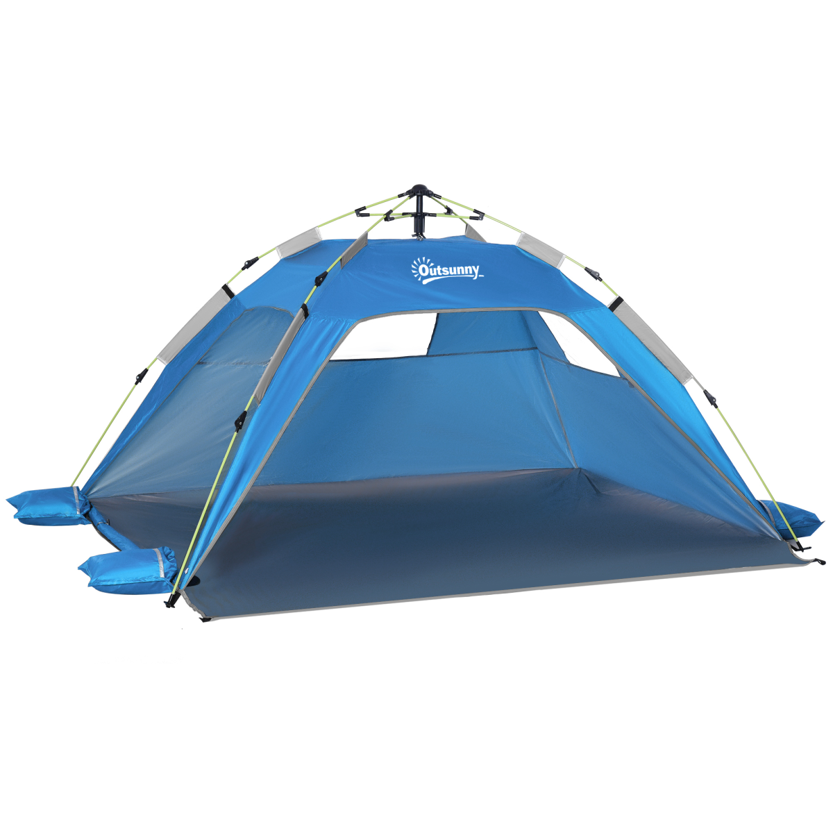 2-Person Pop-Up Beach Tent with Windows and Door, Blue