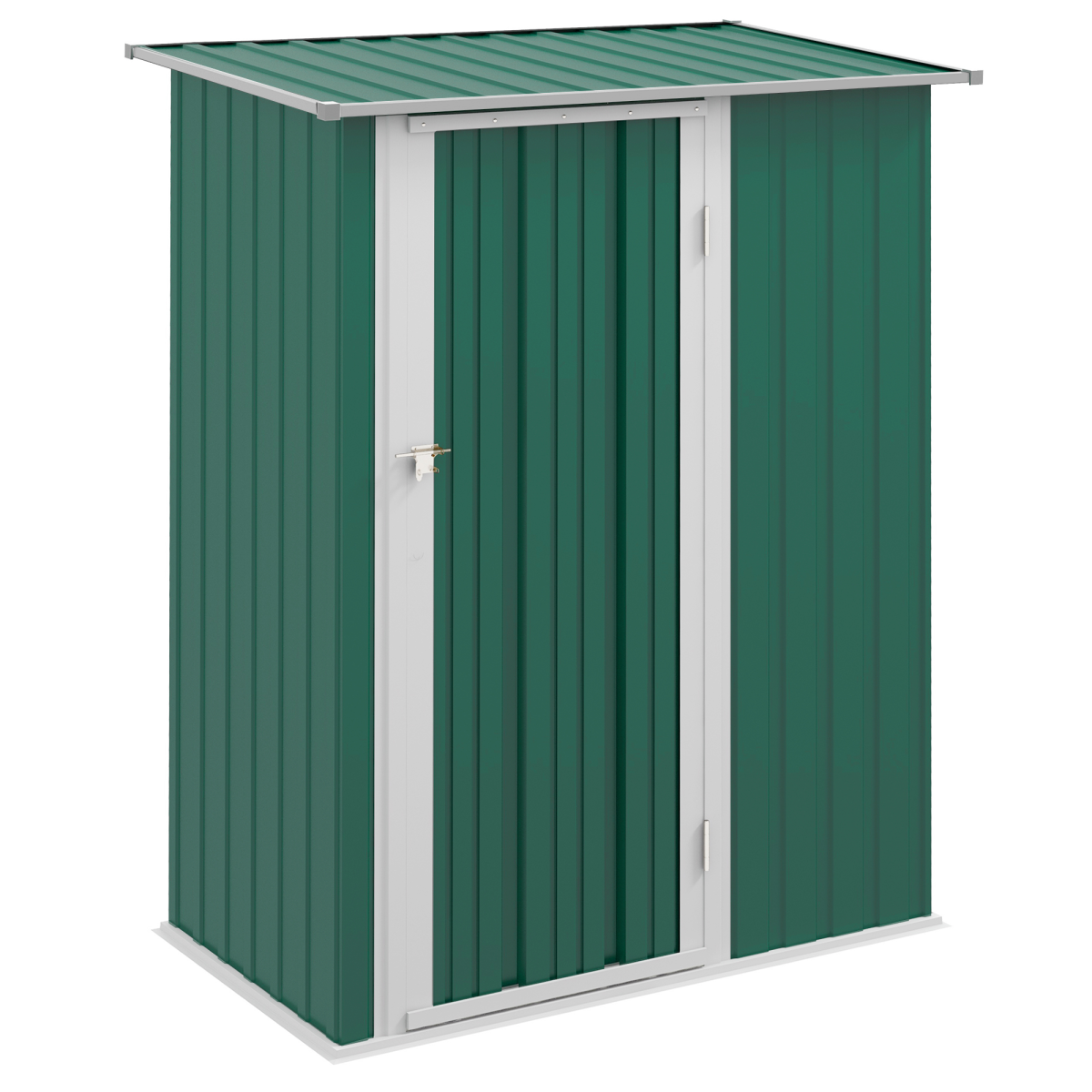 Outsunny 4.7ft x 2.8ft Steel Garden Shed with Sloped Roof and Latch Door, Green