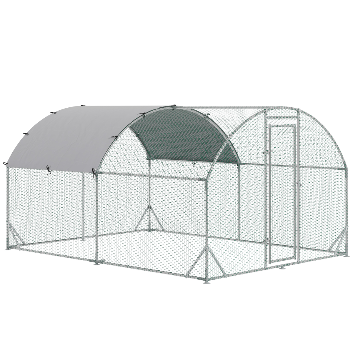 Walk-In Galvanised Chicken Run with Cover 2.8 x 3.8 x 2m