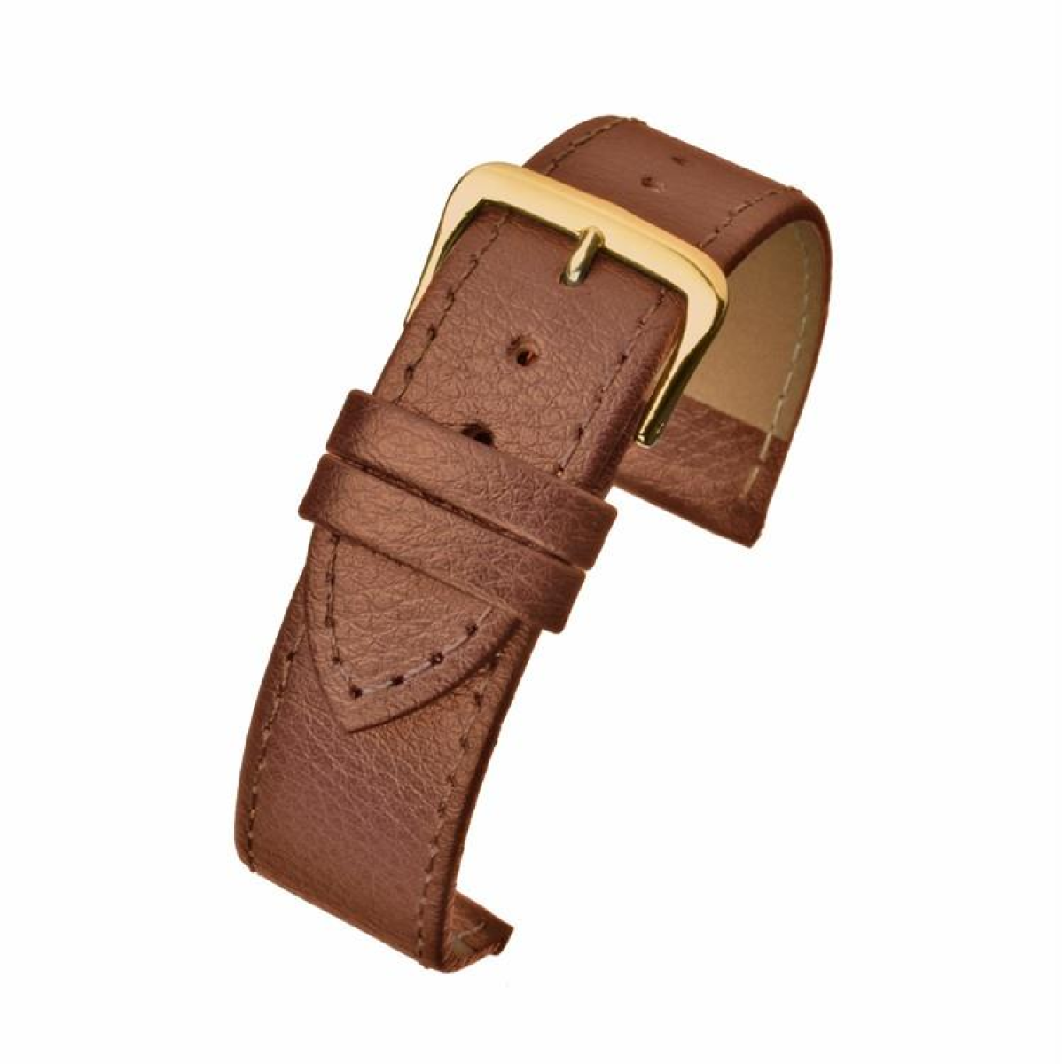 Stitched Edge Buffalo Grain Leather Watch Strap 12mm