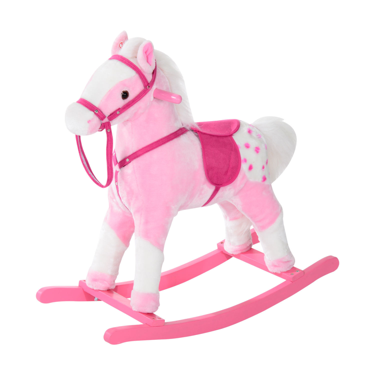 Plush Wooden Rocking Horse Toy with Neigh Sound