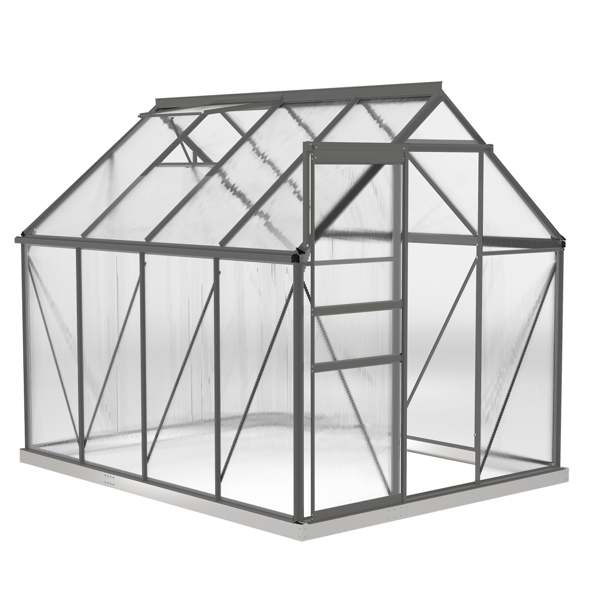 Outsunny Dark Grey Walk-In Polycarbonate Garden Greenhouse, Sliding Door