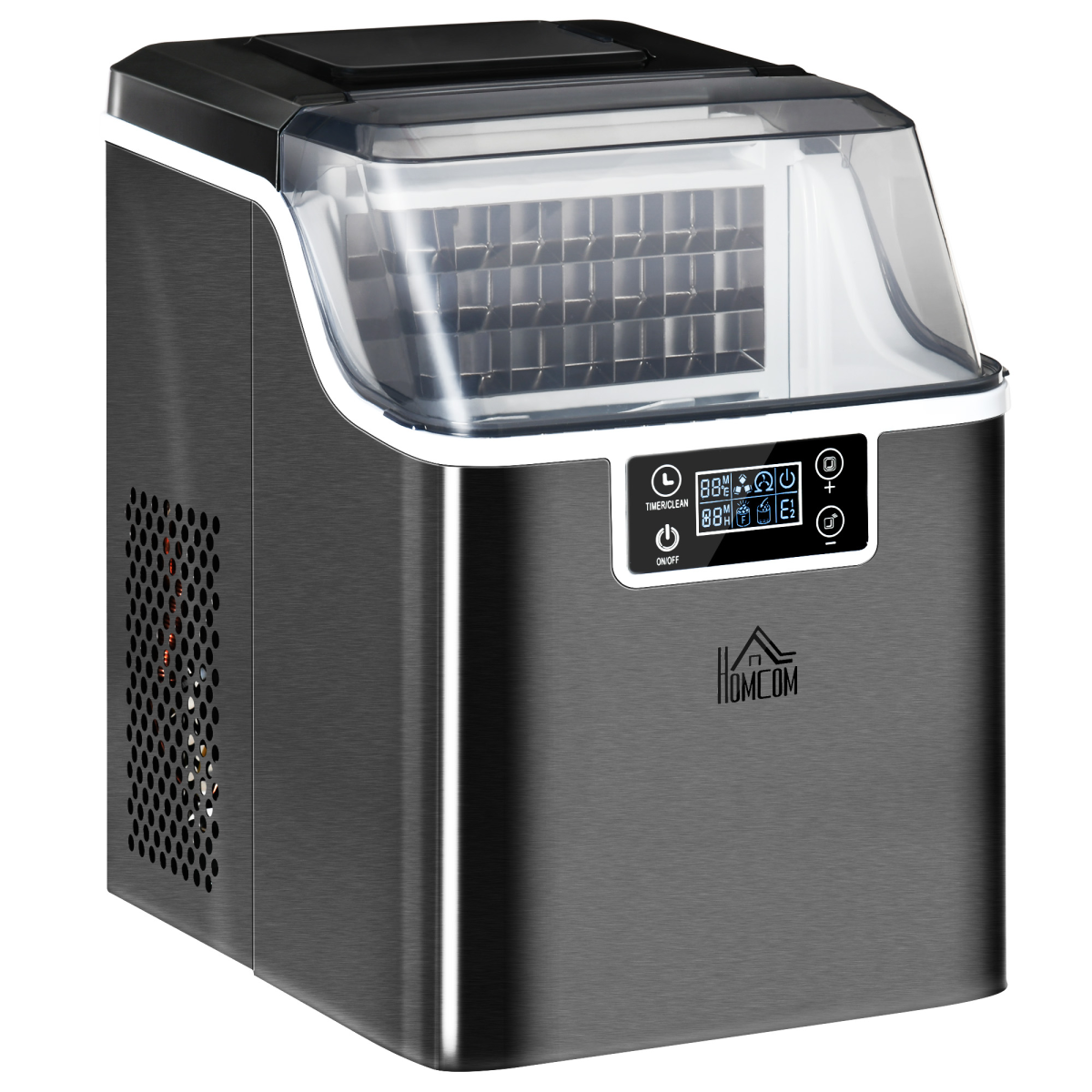 HOMCOM Countertop Ice Maker Machine, 20kg/Day, Self-Cleaning, Black