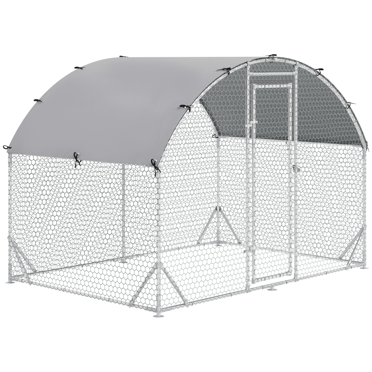 Pawhut Galvanised Chicken Coop Run with Cover 2.8 x 1.9 x 2m