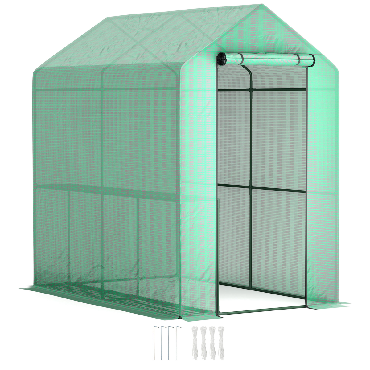 Outsunny Walk-In Greenhouse with Shelves, UV-Resistant Cover