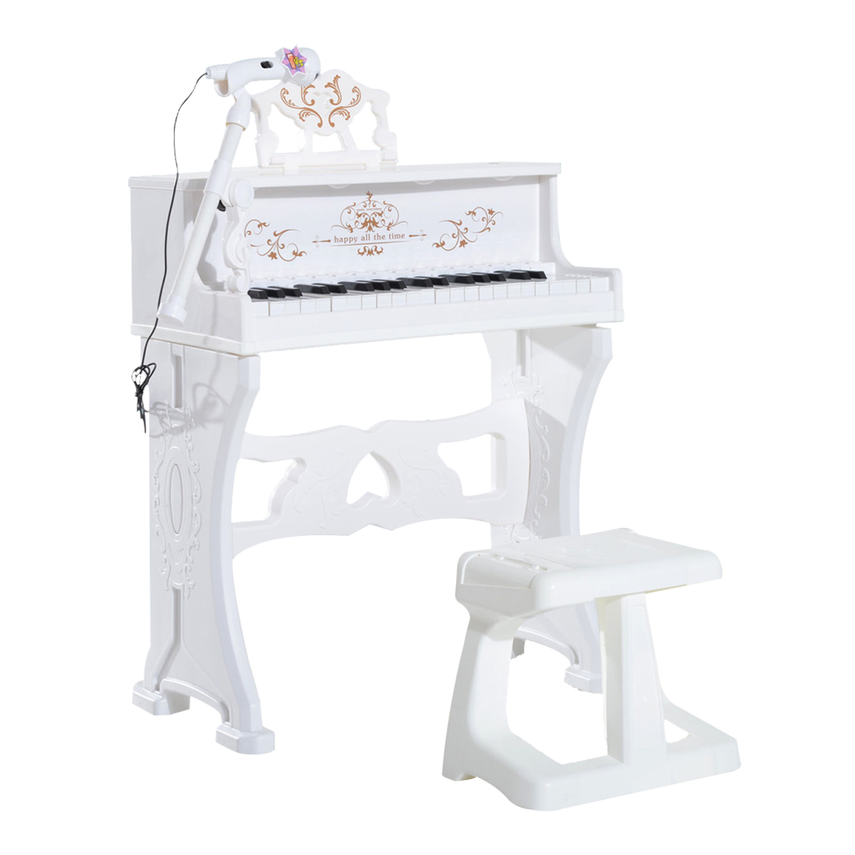 37-Key Kids Battery Piano Keyboard with Microphone & Stool