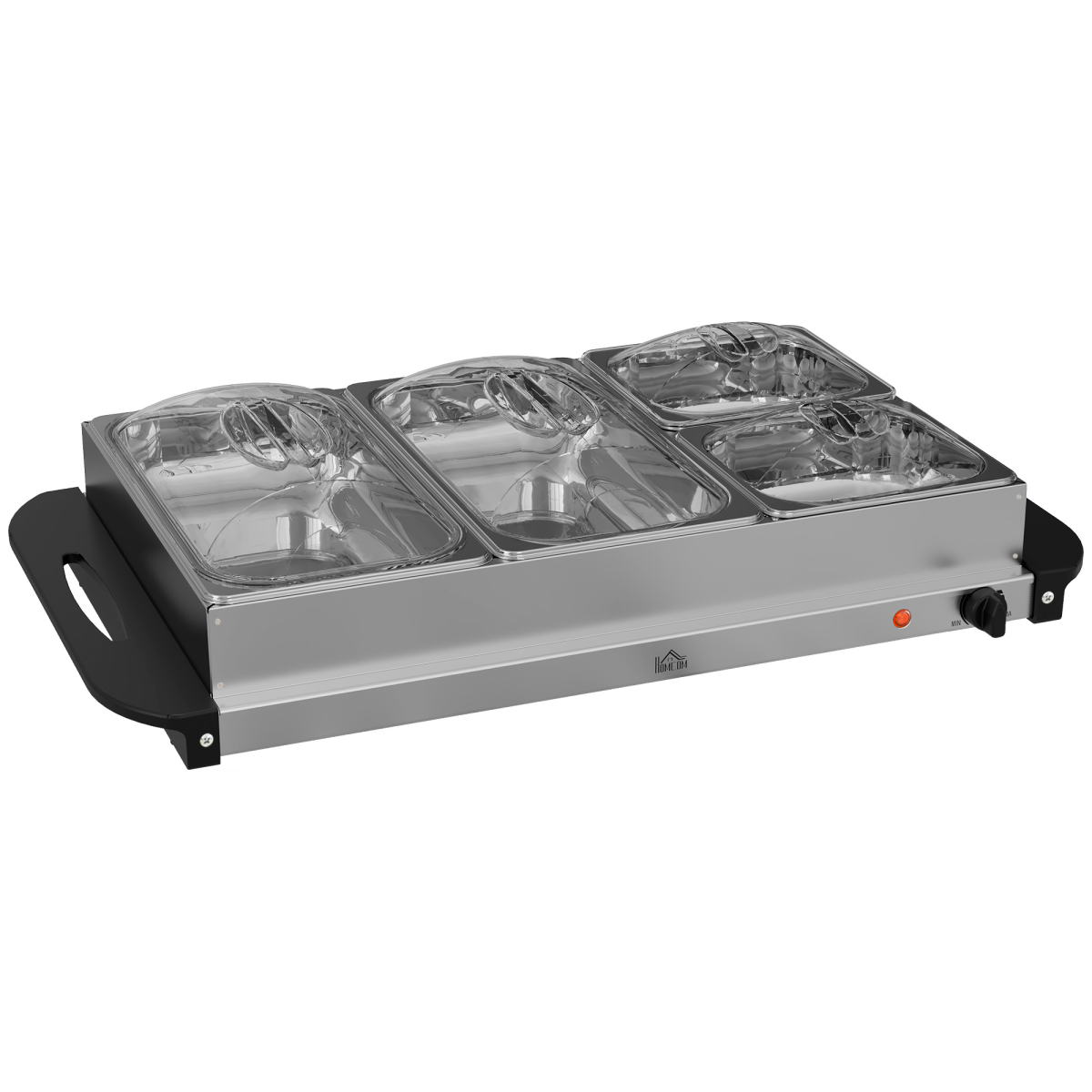 HOMCOM 4-Tray Electric Food Warmer Buffet Server, Adjustable Temp, 300W